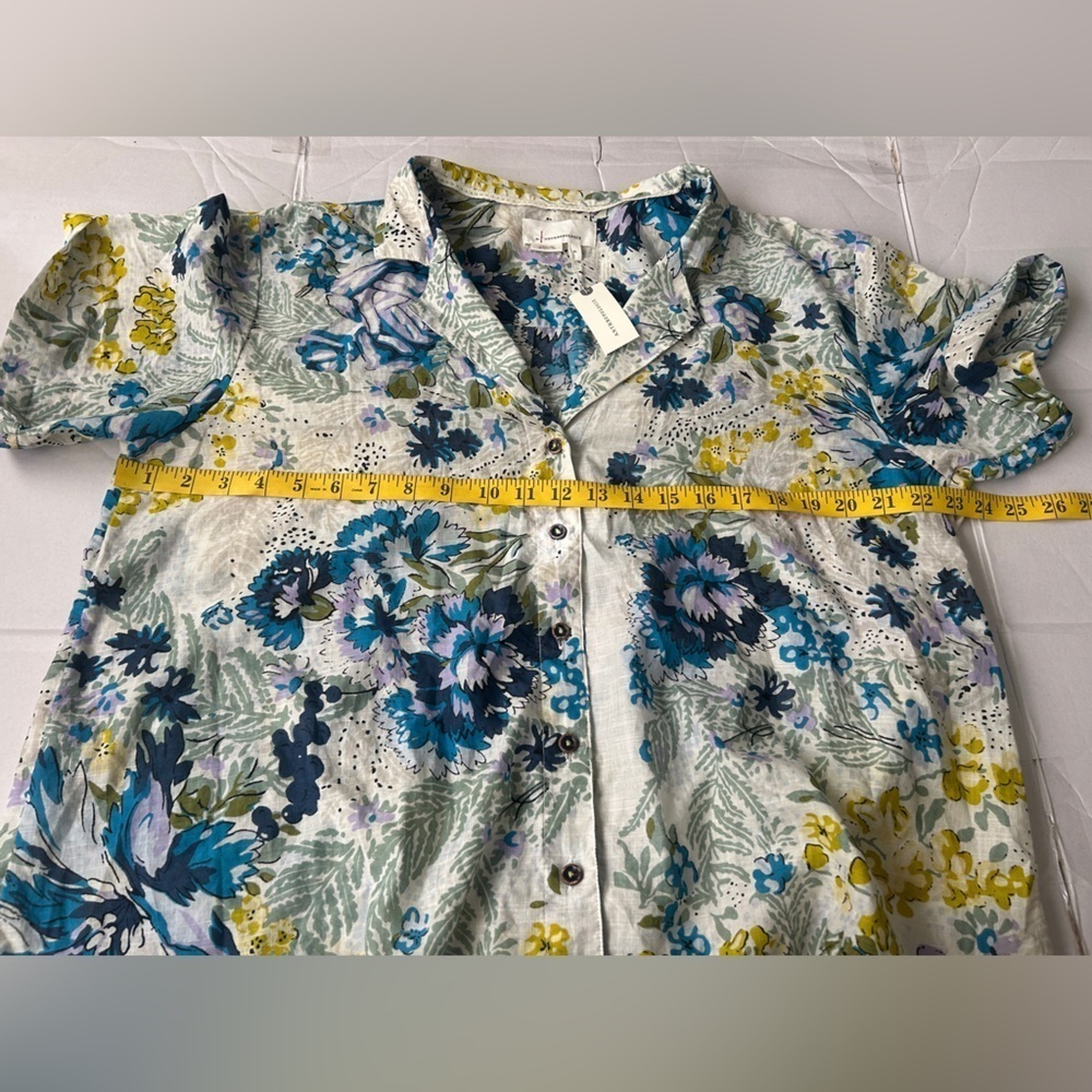 NWT Anthropologie Women’s Printed Surf Shirt in Blue Floral Motif Size XL - Picture 10 of 11